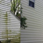 Powerwashing siding - before and after