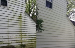 Powerwashing siding - before and after